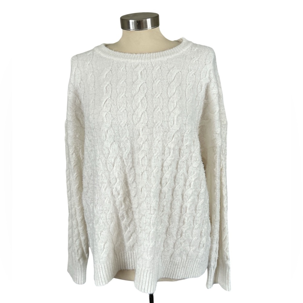 Women's White Cable Knit Sweater